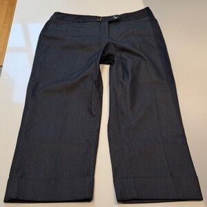 Pantology Trouser Classic Charcoal Grey Black Capris Pants, Cuffed, Size 10